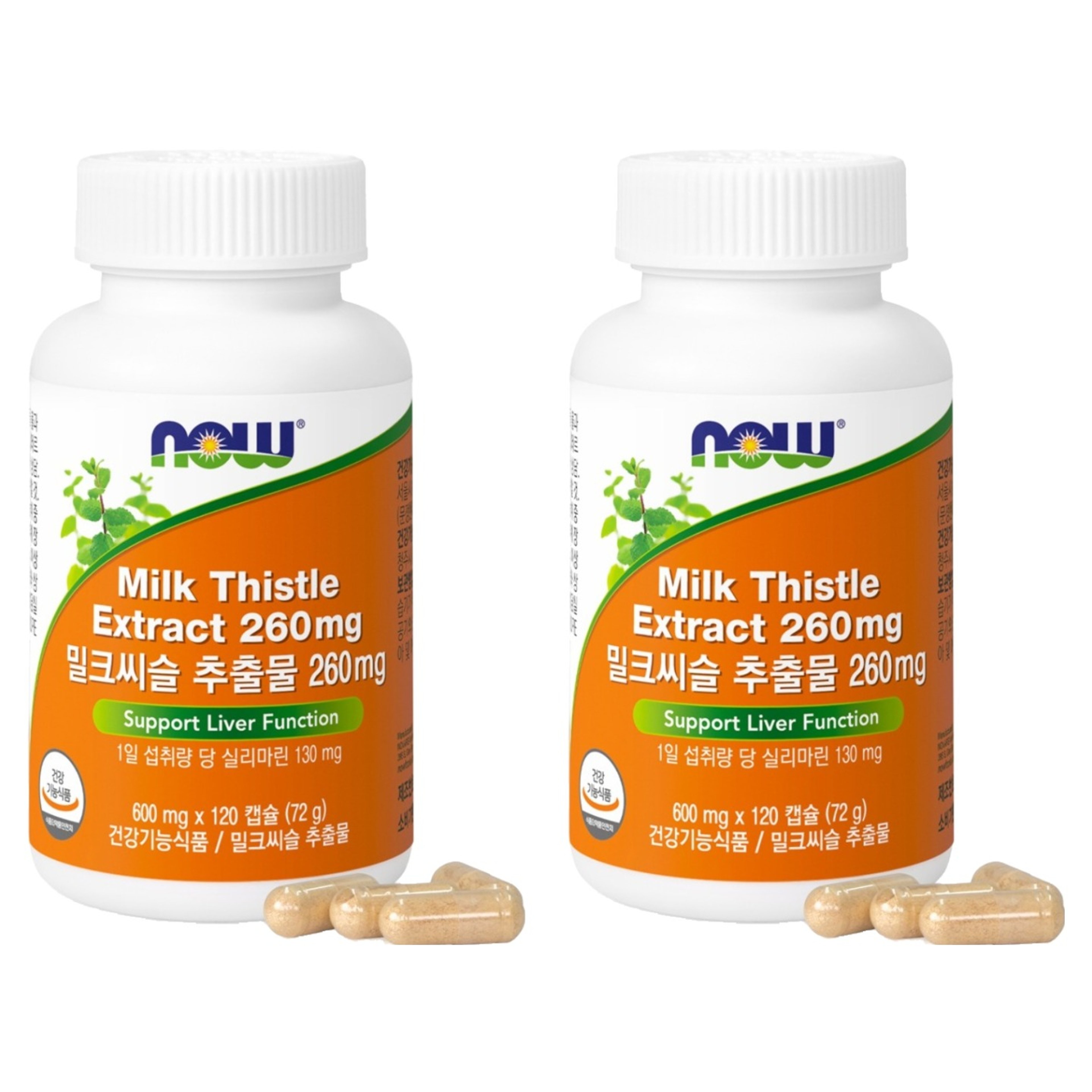 나우푸드 밀크씨슬 추출물 260mg 72g, 2개, 120정