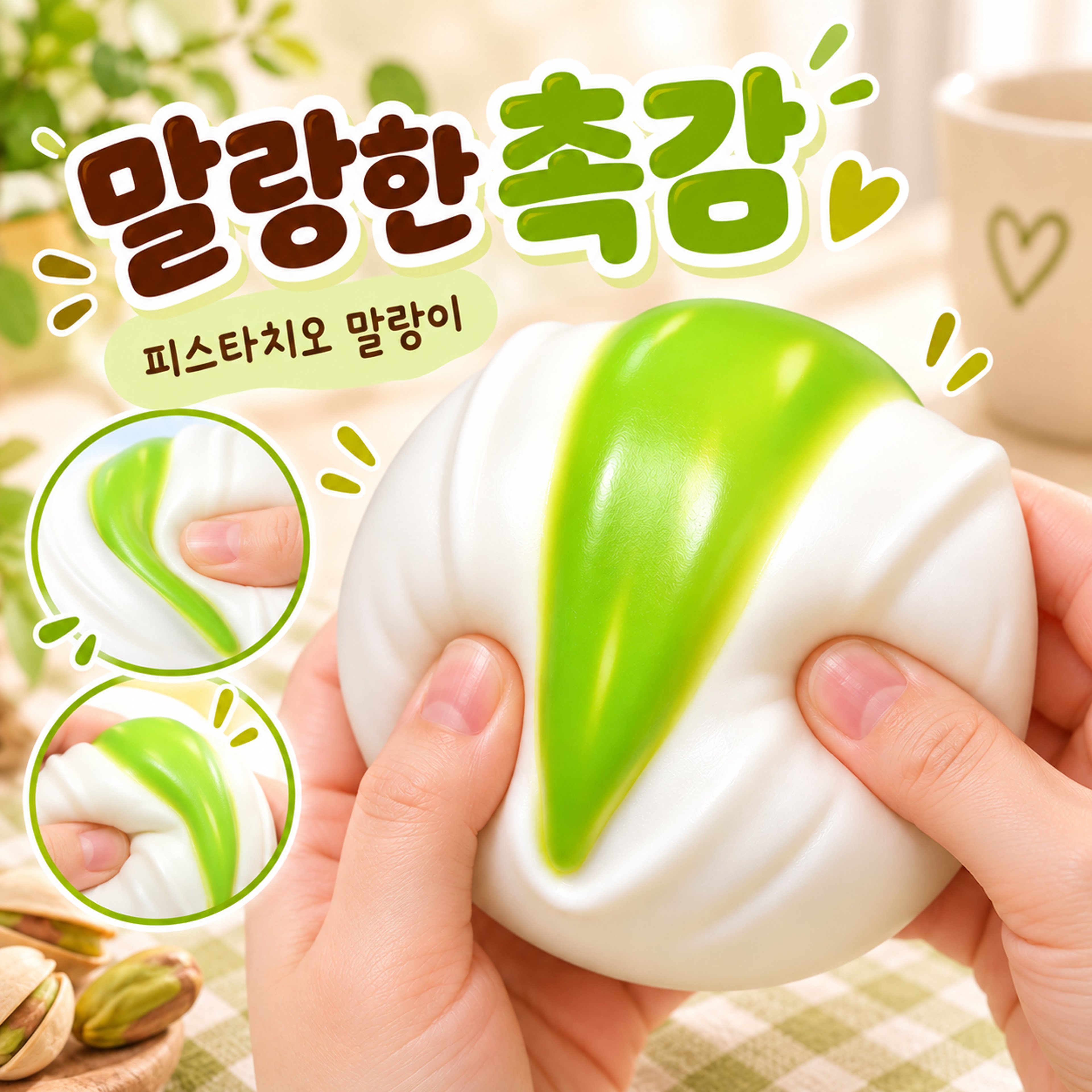 [쫀득탱글 촉감 힐링템] 피스타치오 크런치 말랑이 슬랑이  스퀴시 촉감 장난감