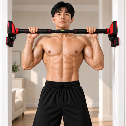 에너딕 에너딕 롱패드 세이프티 문틀철봉 최대 하중 700kg 프리미엄 수평계 포함, 레드A