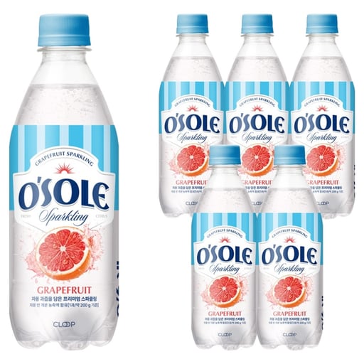 클룹 클룹 오솔레 리얼 자몽과즙 함유 스파클링, 6개, 500ml